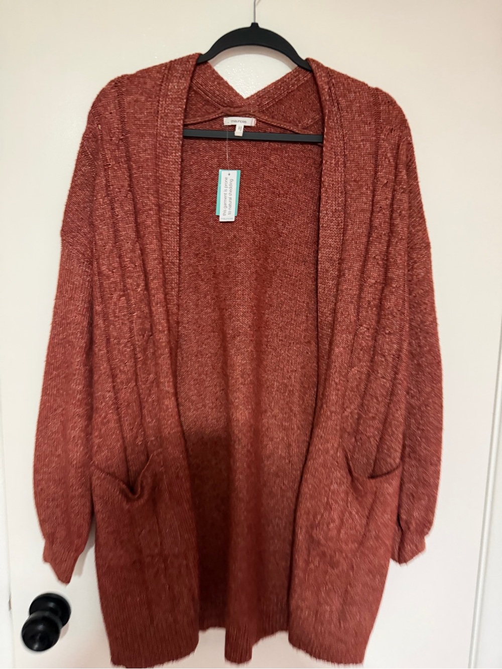 Maurices Brick Red Open-Front Cardigan